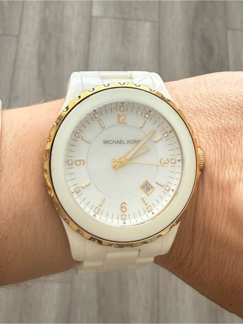 Michael Kors White and Gold-Tone Ceramic Link Watch